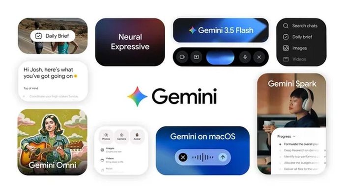 Google Gemini app showing connected AI assistant capabilities across Google products including Search, Gmail and Google Photos